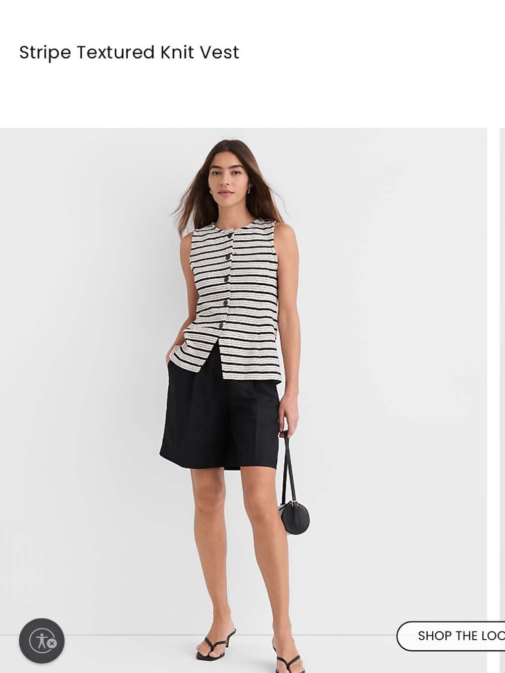 LOFT Black & White Jacquard Knit Vest